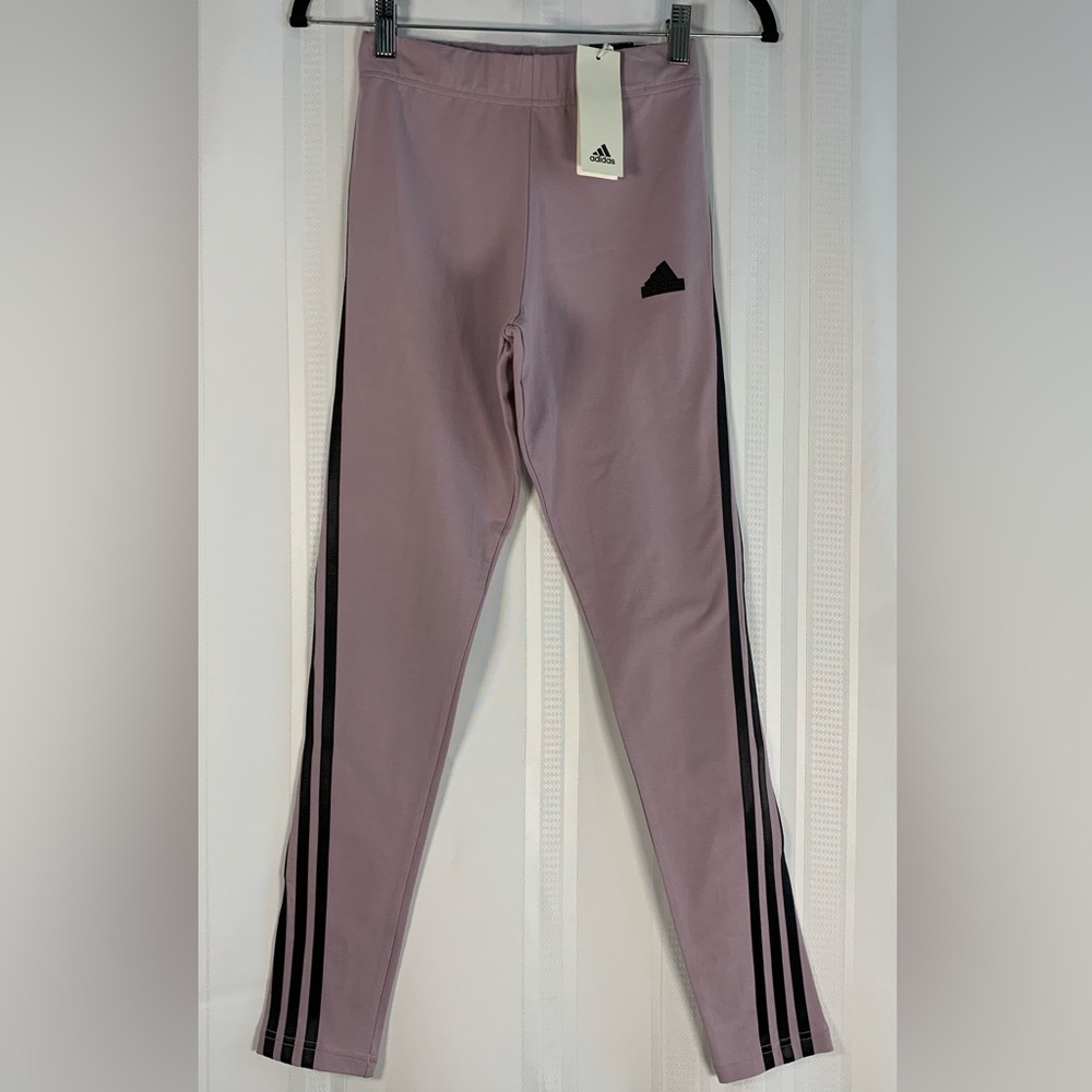 Adidas Magic Lilac 3-Stripe Cotton Leggings NWT Size XS